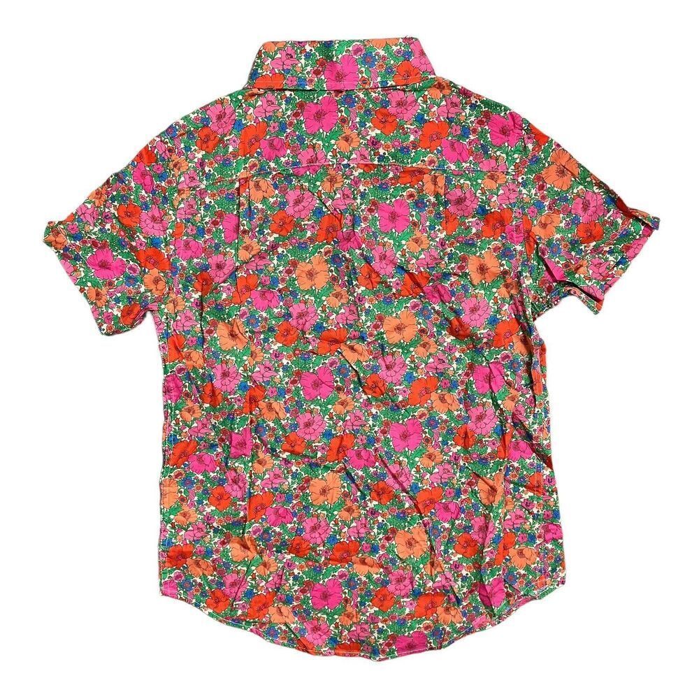 Crewcuts Shirt Boys 6-7 Button Down Floral Liberty Red Orange  Organic Cotton - Picture 7 of 8